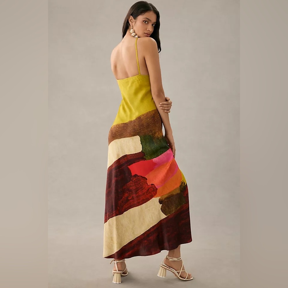 Anthropologie BL-NK Chartreuse Slip Dress